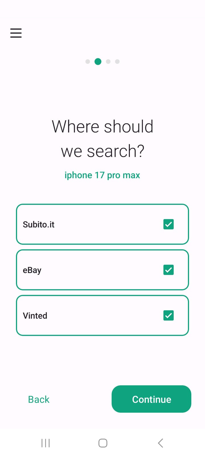 Select marketplaces to search
